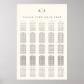 Poster Carte de siège Mariage Monogramme XL noir & écrin (Devant)