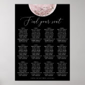 Poster Carte de siège Mariage noir céleste | Lune blanche (Devant)