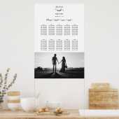 Poster Carte de siège Mariage photo en noir et blanc (Cuisine)