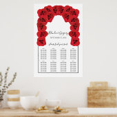 Poster Carte de siège Mariage Red Roses (Cuisine)