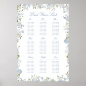 Poster Carte de siège Mariage romantique bleu doux (Devant)