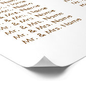 Poster Carte de siège Mariage rose et or chaud (Coin)