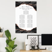 Poster Carte de siège Mariage rose Gold Black Agate (Bureau à domicile)