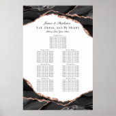 Poster Carte de siège Mariage rose Gold Black Agate (Devant)