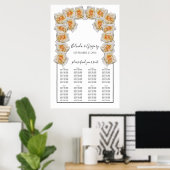 Poster Carte de siège Mariage Rose orange (Bureau à domicile)