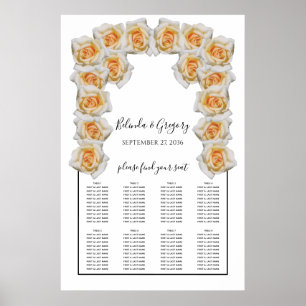 Poster Carte de siège Mariage Rose orange
