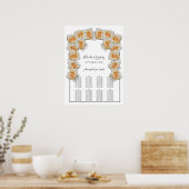 Poster Carte de siège Mariage Rose orange (Cuisine)