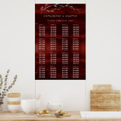 Poster Carte de siège Mariage rose rose de Bourgogne rust (Cuisine)