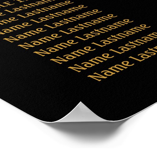 Poster Carte de siège Mariage rouge en or noir (Coin)