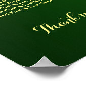 Poster Carte de siège Mariage Royal Green Gold Peacock (Coin)