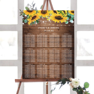 Poster Carte de siège Mariage Rustique des feux de tourne