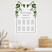 Poster Carte de siège Mariage Rustique Eucalyptus Feuille (Cuisine)