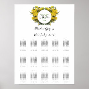 Poster Carte de siège Mariage Rustique Wattle Acacia