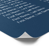 Poster Carte de siège Mariage simple de typographie marin (Coin)