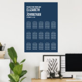 Poster Carte de siège Mariage simple de typographie marin (Bureau à domicile)