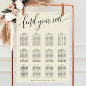 Poster Carte de siège Mariage simple en crème ivoire