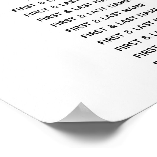 Poster Carte de siège Mariage simple personnalisée Initia (Coin)