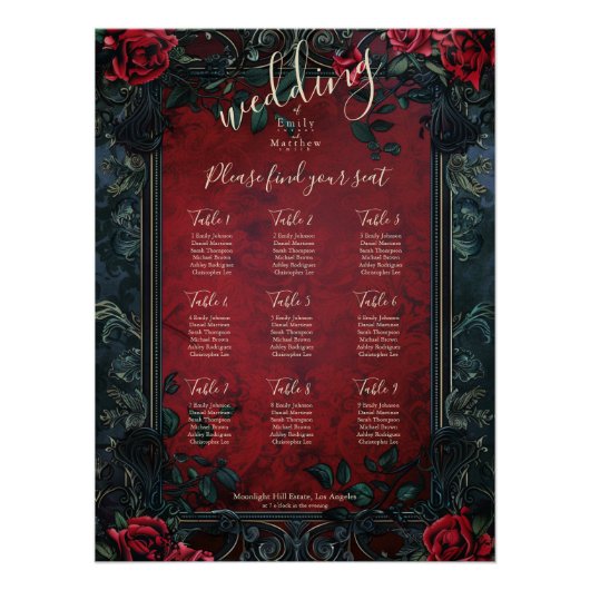 Poster Carte de siège Mariage victorienne gothique (Devant)