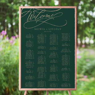 Poster Carte de siège romantique en calligraphie verte