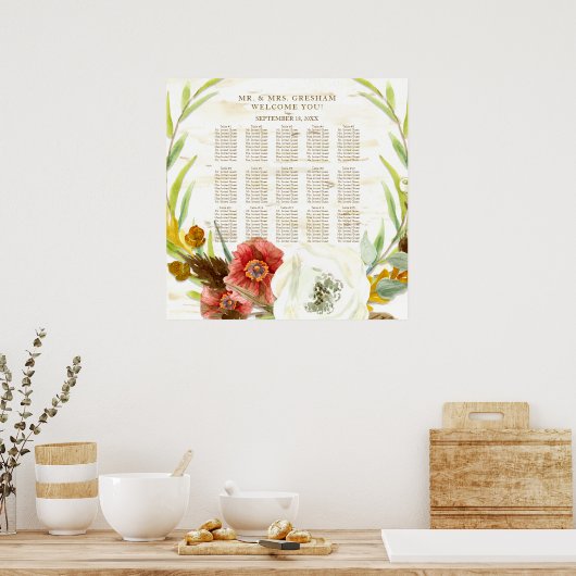 Poster Carte de siège Rustique BOHO Bohème de courre de B (Cuisine)