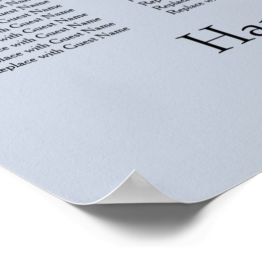 Poster Carte de siège simple Dusty Blue Wedding (Coin)