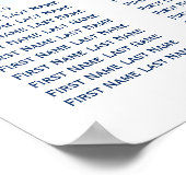 Poster Carte de siège simple Mariage couleur bleu (Coin)