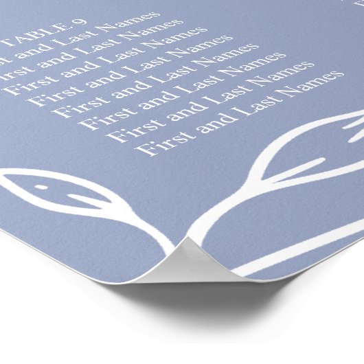 Poster Carte de siège simple pour Mariage Periwinkle Flo (Coin)