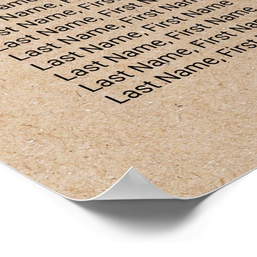 Poster Carte de sièges Faux Kraft simple (Coin)