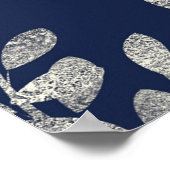 Poster Carte de sièges Feuilles en argent bleu (Coin)