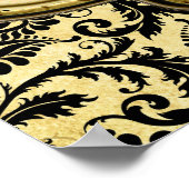 Poster Carte de sièges Mariage damassé en or et noir (Coin)