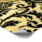 Poster Carte de sièges Mariage damassé en or et noir (Coin)