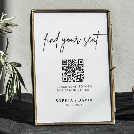 Poster Carte de sièges mariage de code QR | trouver votre