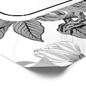 Poster Carte de sièges mariage de fleurs chinoises blanch (Coin)