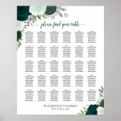 Poster Carte de sièges Mariage Emerald Rose Chic 30 Table (Devant)
