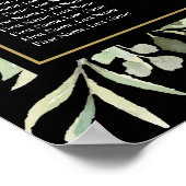 Poster Carte de sièges Mariage Feuille d'aquarelle verte (Coin)