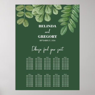 Poster Carte de sièges Mariage vert émeraude