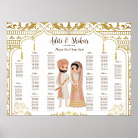 Carte de sièges mariages indiens mandap en or max