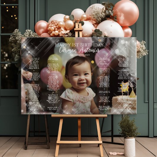 Poster Carte de sièges photo pour le premier anniversaire