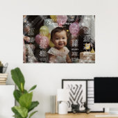 Poster Carte de sièges photo pour le premier anniversaire (Bureau à domicile)