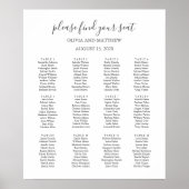 Poster Carte de sièges simple en blanc et noir mariage (Devant)