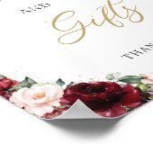 Poster Carte de signalisation de fleurs roses et burgundy (Coin)