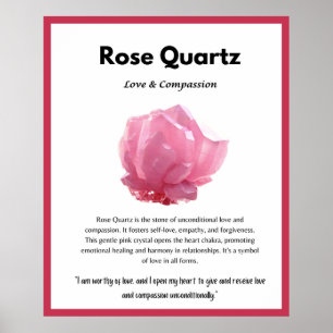 Poster Carte de signification de cristal de quartz rose