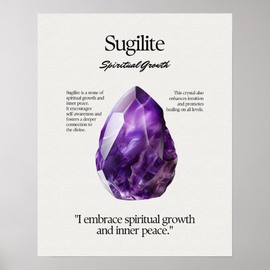 Poster Carte De Signification De Cristal Gem Sugilite (Devant)