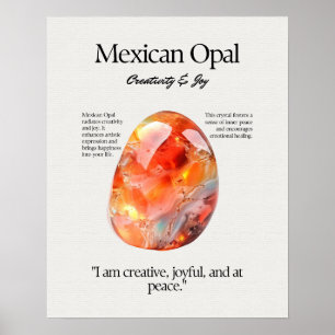 Poster Carte de signification de cristal Opal Gem Mexicai