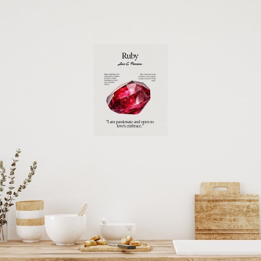 Poster Carte de signification en cristal Ruby Gem (Cuisine)