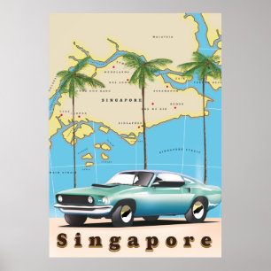 Poster carte de Singapour