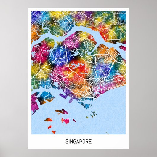 Poster Carte de Singapour (Devant)
