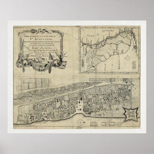 Poster Carte de St. Augustine Floride (1764) (Devant)