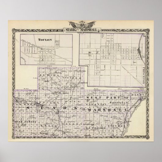 Poster Carte de Stark et de la partie ouest des comtés Ma (Devant)