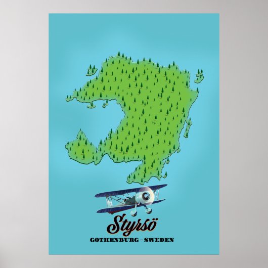 Poster Carte de Styrsö Göteborg Suède (Devant)